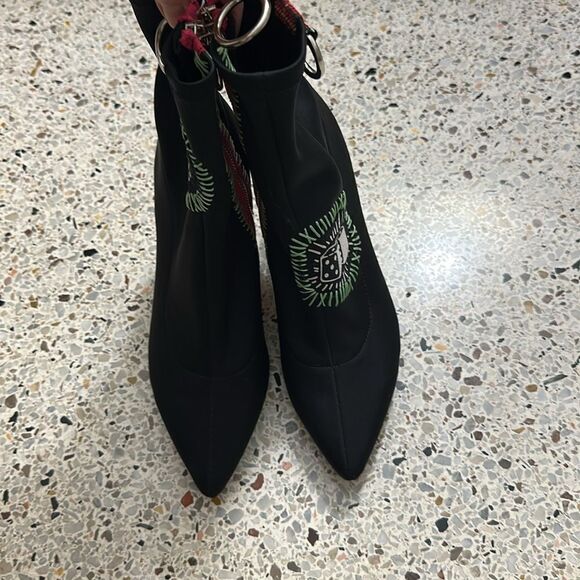 Current Mood black heel boots yellow check 7 dolls kill dice - Picture 4 of 7